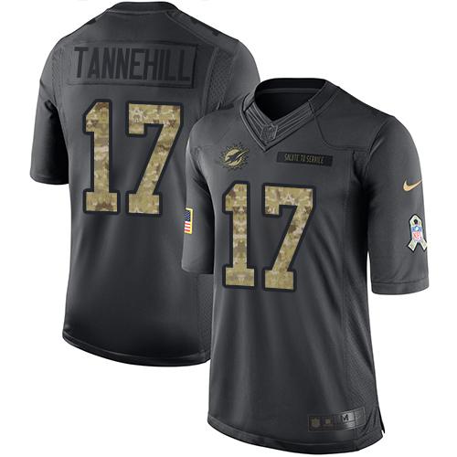 Nike Dolphins #17 Ryan Tannehill Black Youth Stitched NFL Limited 2016 Salute to Service Jersey